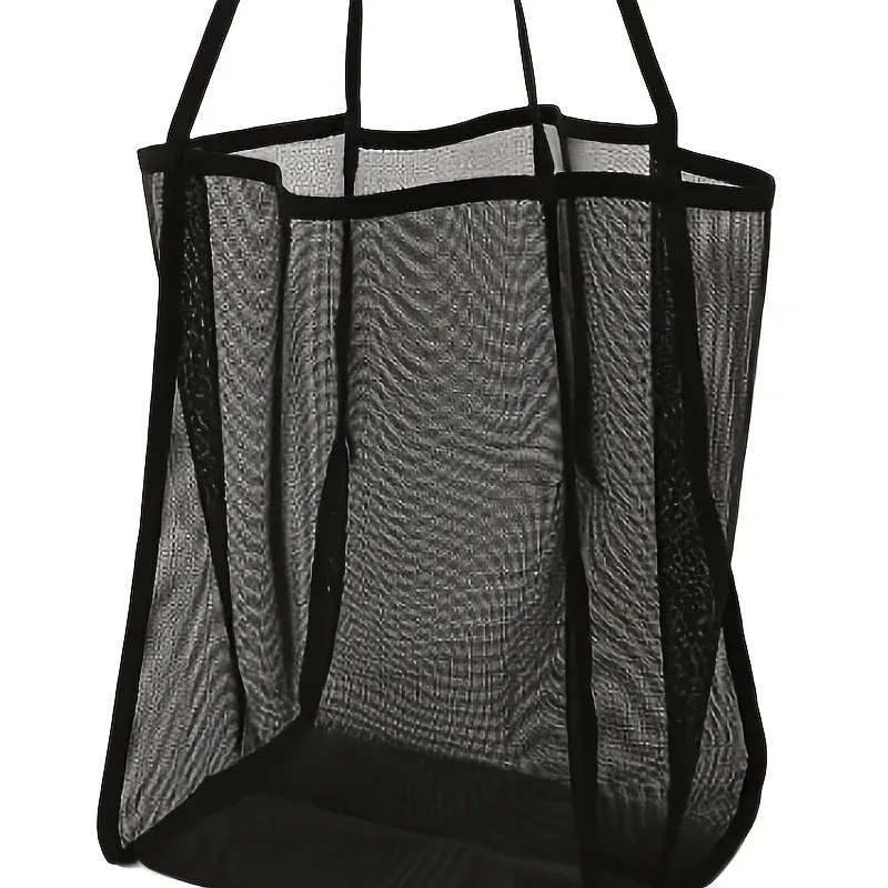 grand sac à bandoulière en maille de couleur unie - sac de rangement de plage, trousse de toilette de voyage d'été, sac fourre-tout pour les sorties