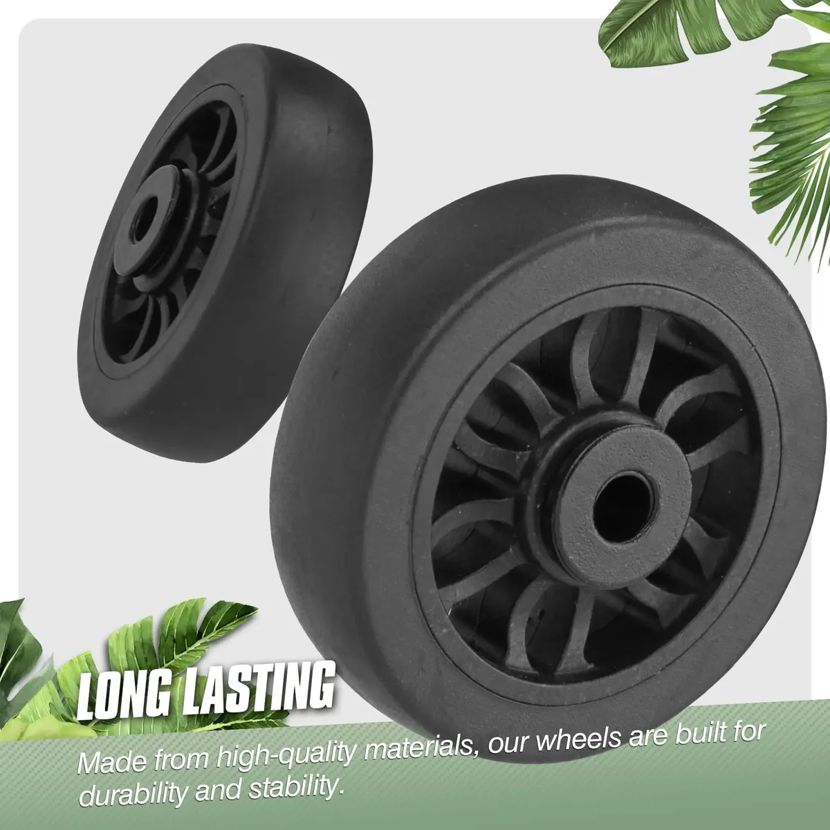 roues remplacement valises plastique noires silencieuses lot quatre axes cinquante millimètres usage voyage réparation