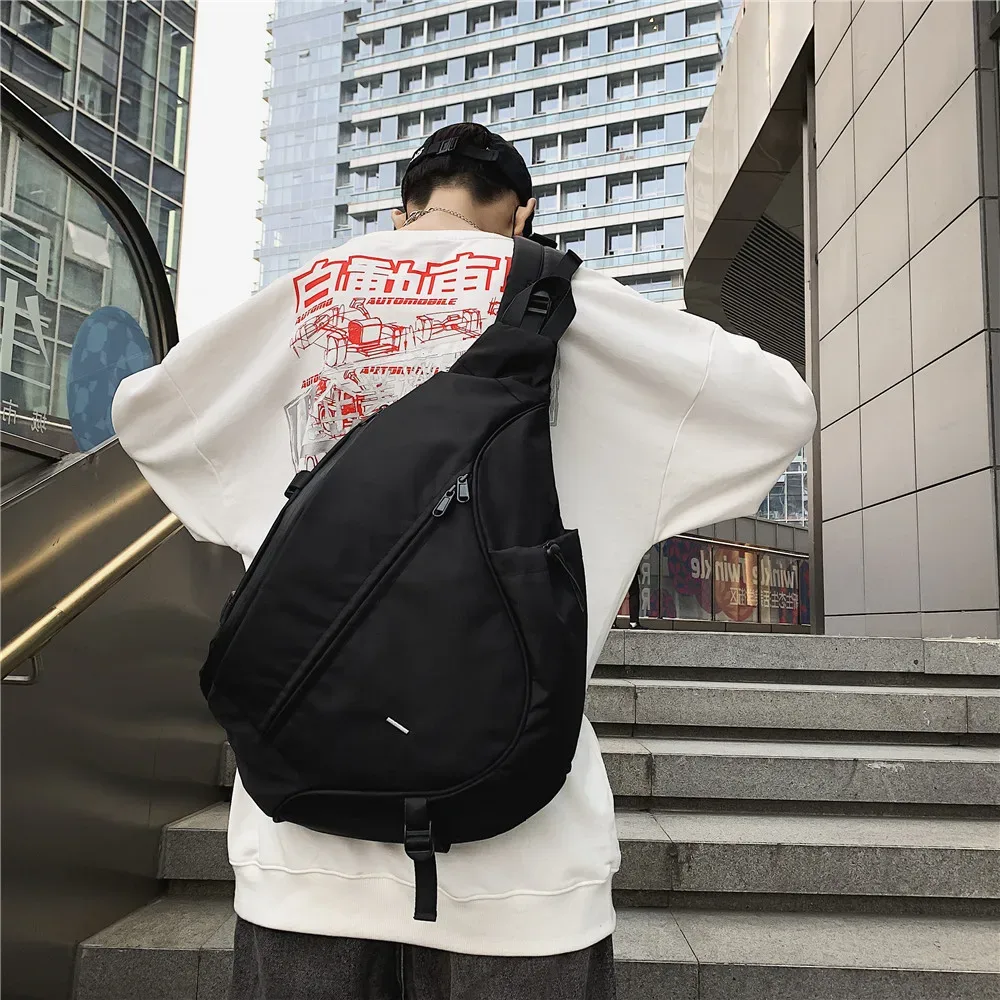 sac dos nylon unisexe moto ceinture coussin air poches intérieures extérieures noir bleu kaki gris voyage quotidien use