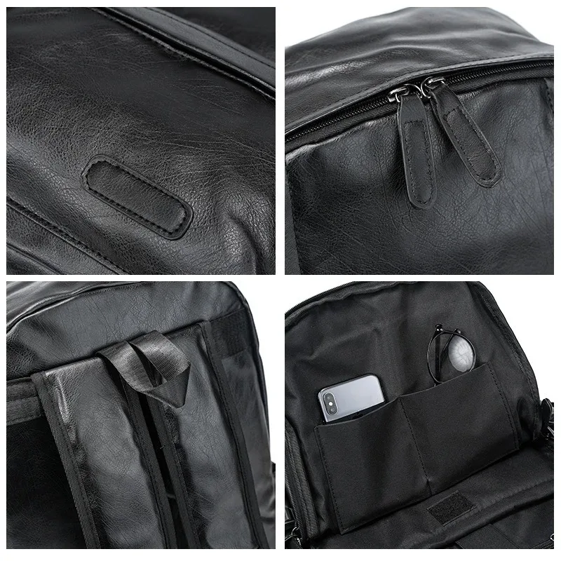 sac à dos décontracté pour hommes, grande capacité, sac pour ordinateur portable de 14 pouces, design tendance, sacs à dos en cuir pu, sacs d'école légers pour hommes