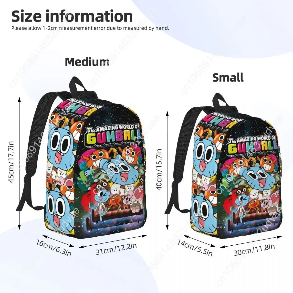 gumballs amazing world sac à dos pour hommes, femmes, adolescents, étudiants, travailleurs, sac à dos de jour, sacs en toile pour ordinateur portable, émissions de télévision comiques et amusantes, pour l'extérieur