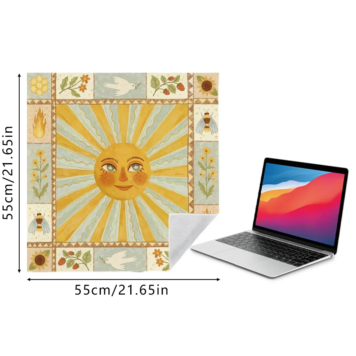 tissu d'emballage magique auto-adhésif à motif soleil, sac de maquillage auto-adhésif, pochette de rangement portable pour housse de protection d'appareil photo
