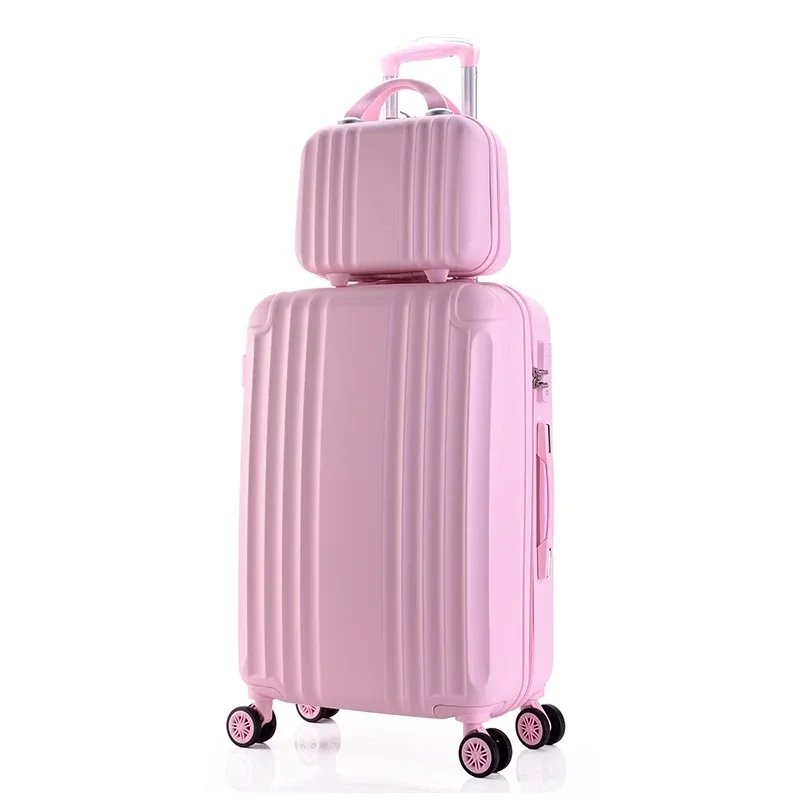 nouvelle valise à roulettes rose mignonne pour filles, valise trolley pour femmes avec roues pivotantes, valise d'école adorable pour étudiantes, valise à code, bagage cabine