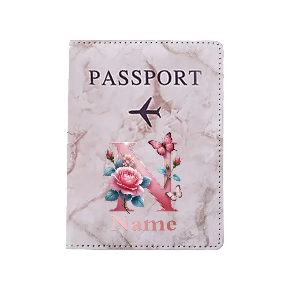 porte-passeport personnalisé avec lettres florales, nom personnalisé, pratique pour les voyages, les affaires, les mariages, cadeau