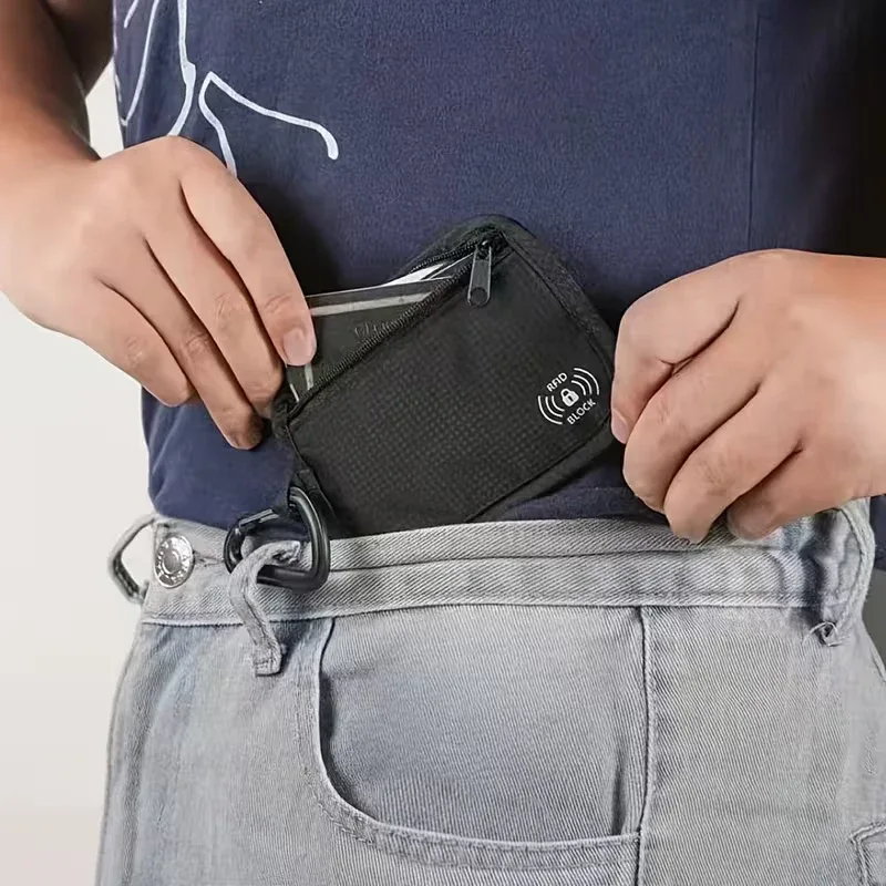 portefeuille lecteur de cartes antivol rfid, clip de ceinture léger et invisible, petit sac anti-démagnétisation, clip invisible, sac de voyage