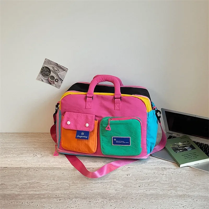 sac de voyage portable grande capacité pour hommes et femmes, sac de sport et de fitness, sac de transport durable en polyester, style urbain minimaliste