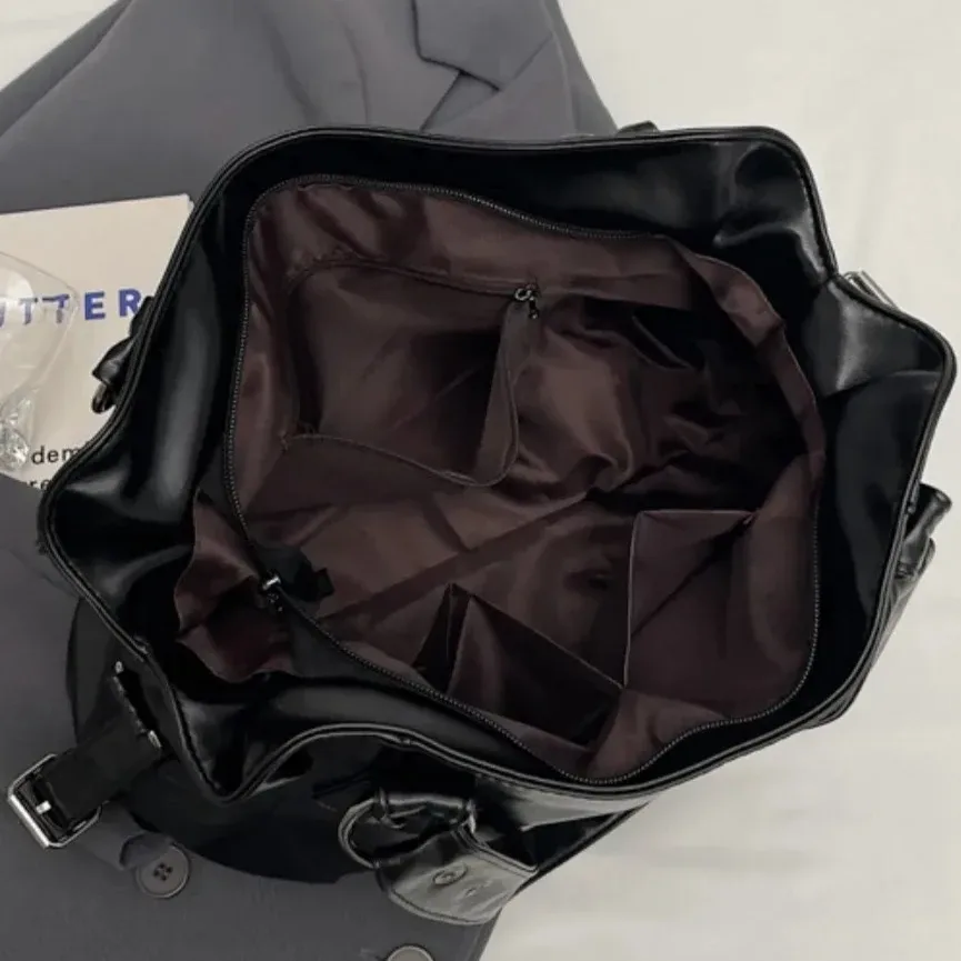 sac à bandoulière spacieux de marque rétro pour femmes, sac à bandoulière classique de luxe de couleur unie, fourre-tout en cuir pu souple de grande capacité