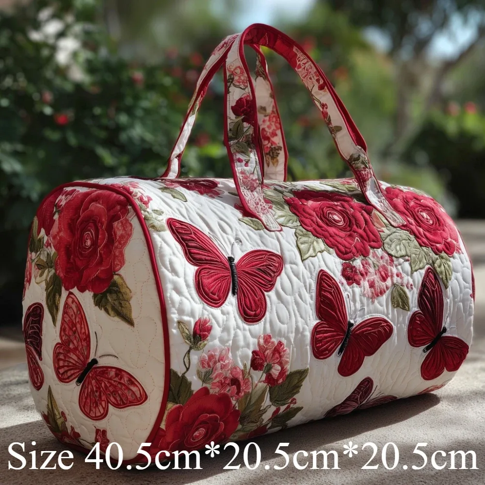 sac de voyage matelassé imprimé papillons et fleurs 3d, grande capacité, sac de voyage pour femme, bagage de week-end, sac de nuit