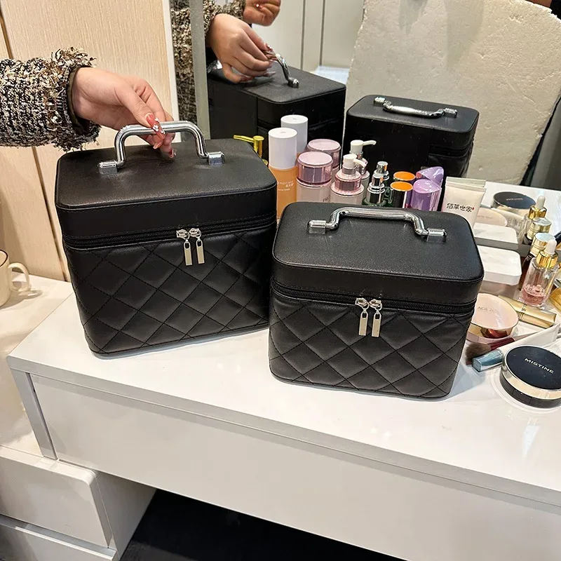 sac à cosmétiques en cuir pu pour femmes, étanche de haute qualité, étui à cosmétiques portable de grande capacité, organisateur de valise de voyage de maquillage