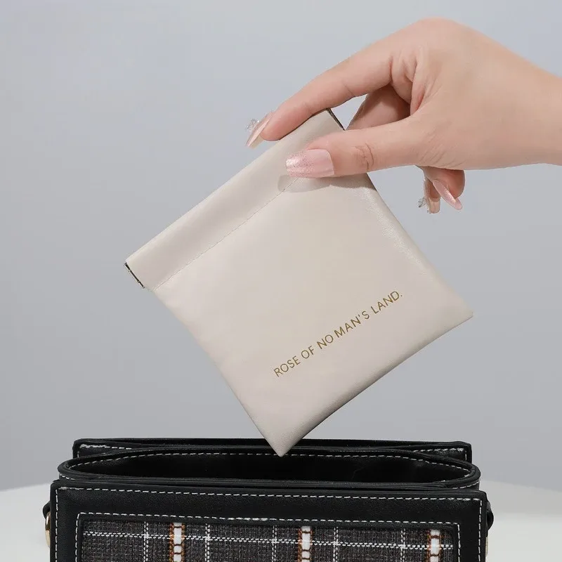 sac de rangement pour écouteurs avec fermeture automatique, sac de rangement pour écouteurs filaires, porte-monnaie en pu, mini sac portable pour rouge à lèvres et maquillage