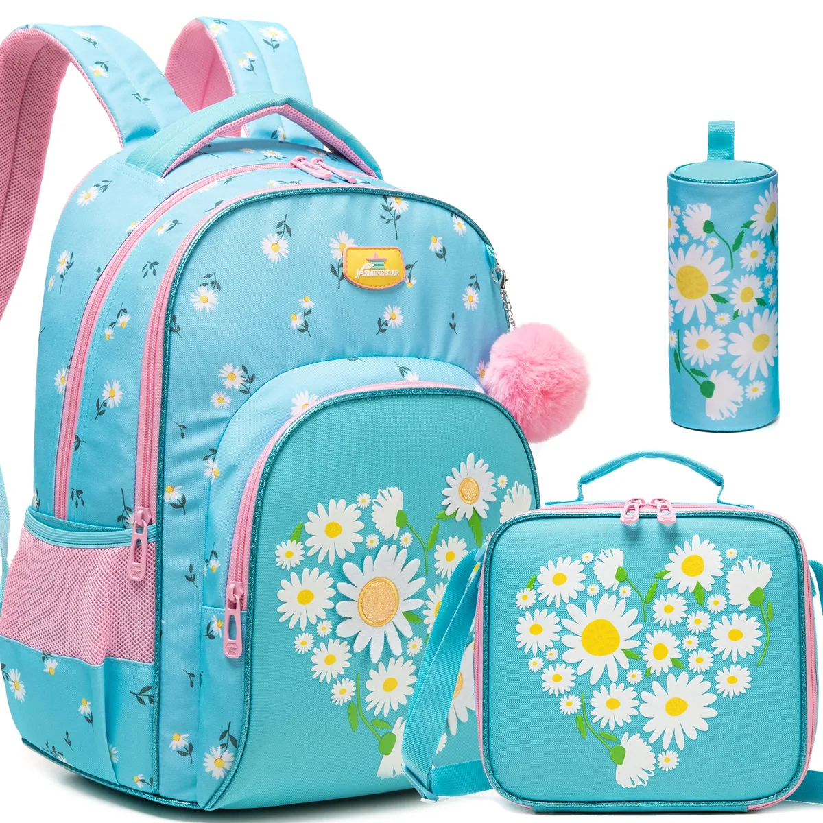 3 pièces sac à dos pour enfants fleur filles bookbag ensemble avec boîte à déjeuner primaire collège sac à dos pour voyage retour à l'école approvisionnement