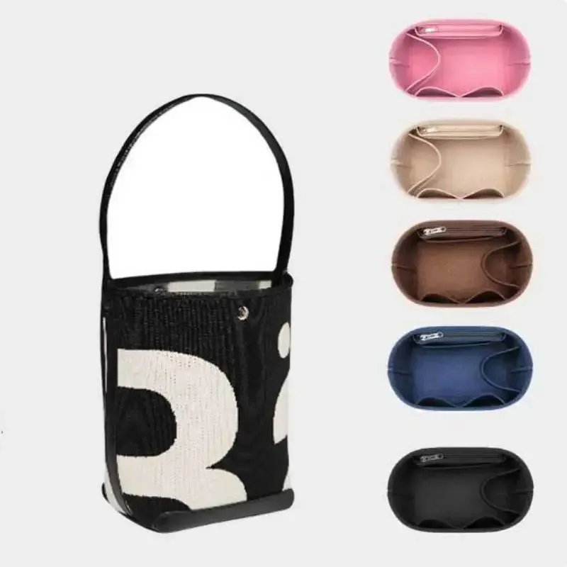 organisateur de sac à insérer en feutre multi-poches, organisateur de maquillage, doublure parfaite pour les femmes, sacs à main, sac seau, accessoires, sac à cosmétiques