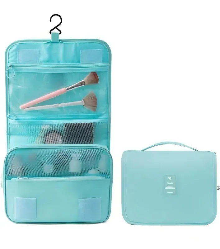 sac de toilette portable à crochet, multifonctionnel, imperméable, résistant à l'usure, rangement multicouche, grande capacité, trousse de maquillage
