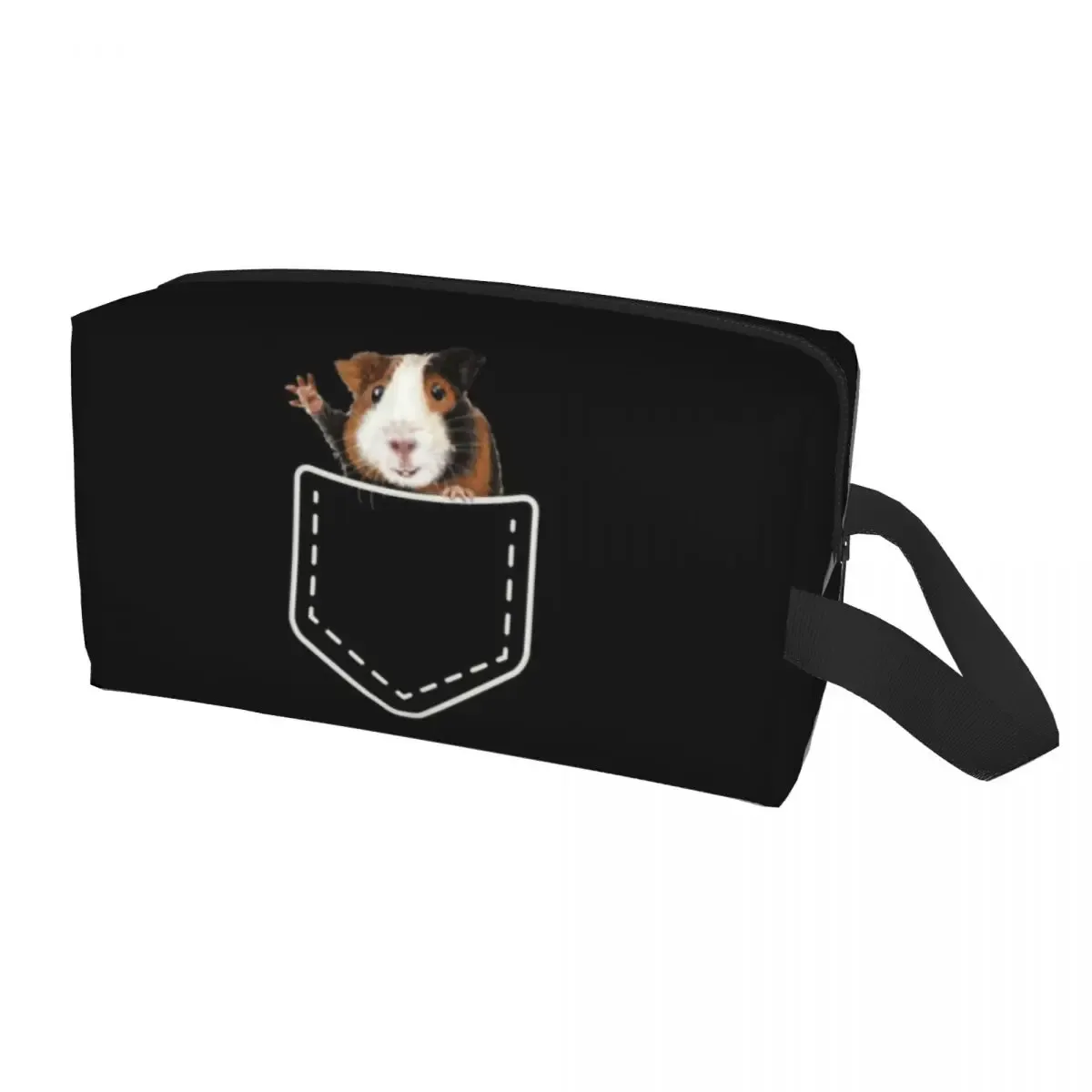 trousse de maquillage personnalisée cochon d'inde et fleurs pour femme, trousse de toilette de voyage cosmétique, rangement animal kawaii