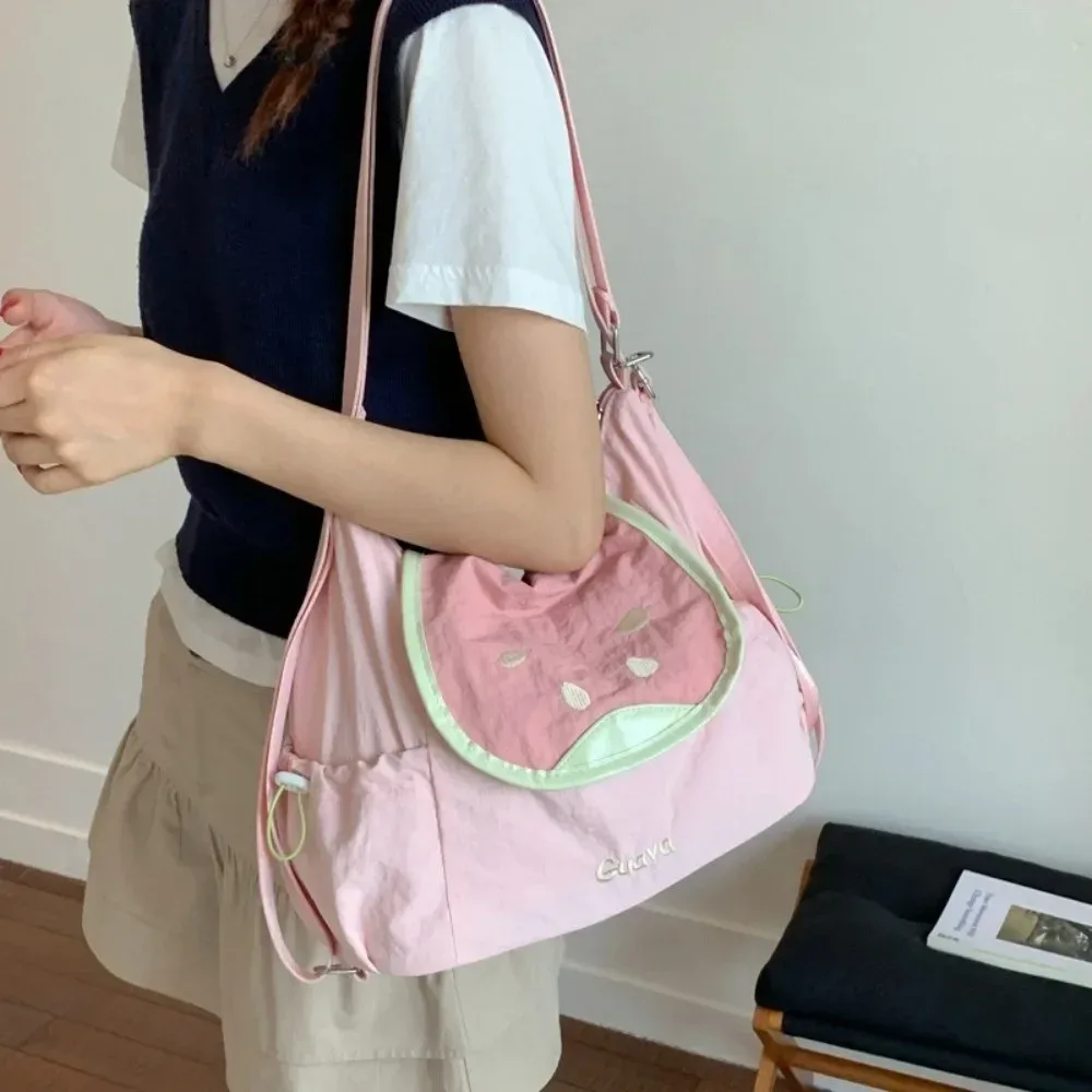 sac à dos en nylon couleur dopamine, mignon, fruits, style coréen, grande capacité, sac messager en tissu, sac de livre léger créatif, voyage
