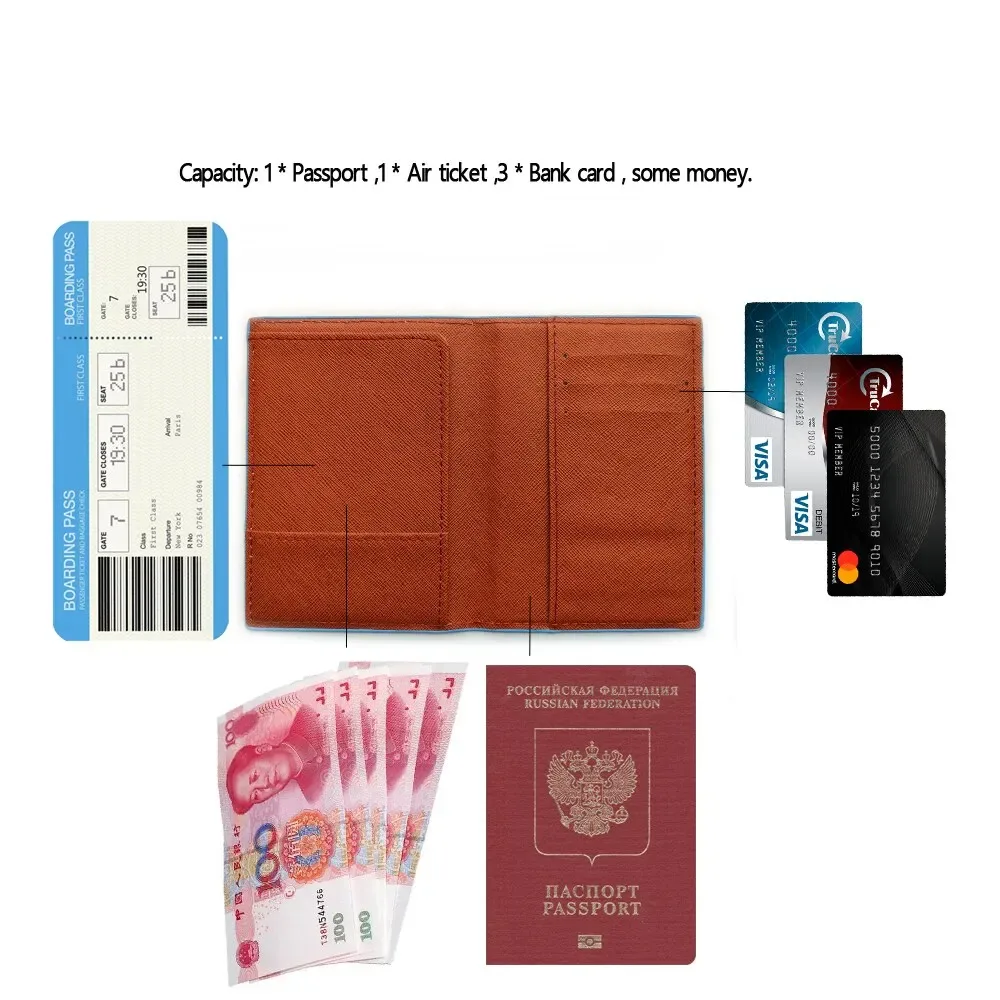 porte-passeport en cuir pu, étui pour passeport, porte-documents de voyage, portefeuille pour carte d'identité pour femmes