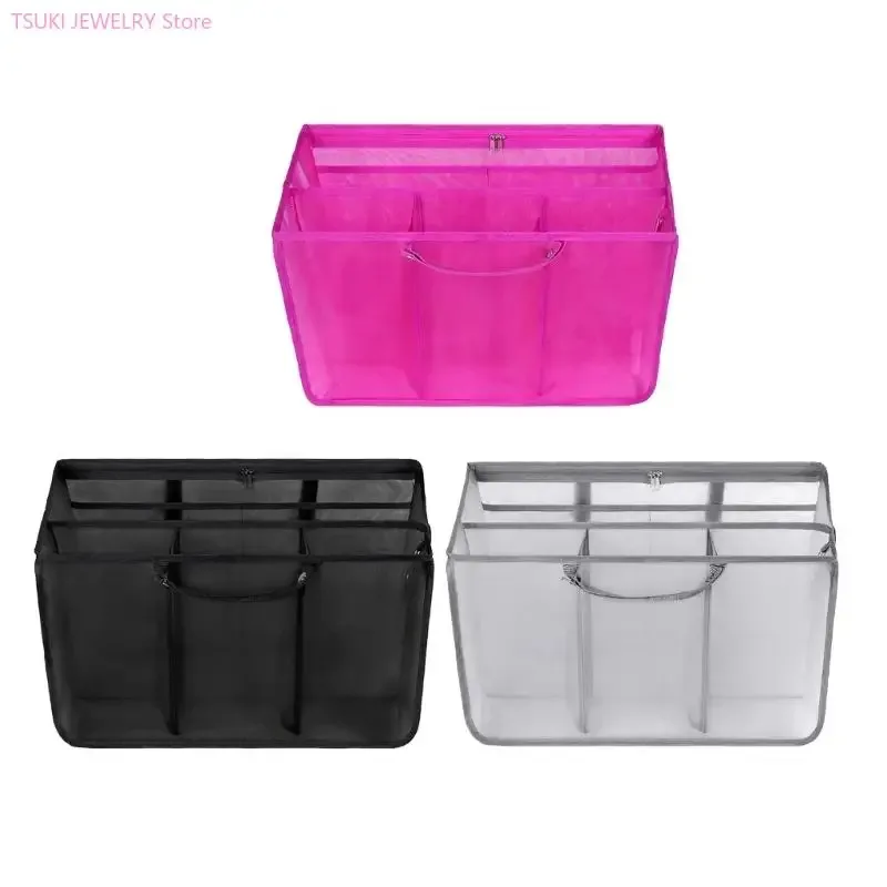 organisateur voyage sac plage tissu ripstop maille poignées latérales rose noir marron compartiments pochette zippée clip mousqueton