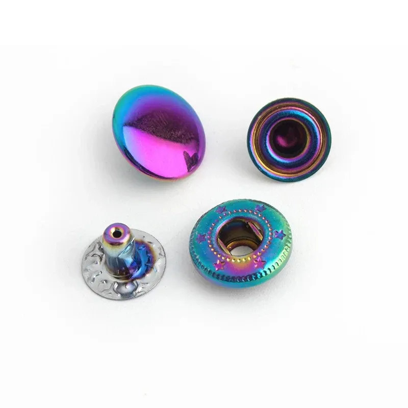 lèvent pression décoratifs en cuivre arc-en-ciel pour vêtements et sacs à dos, boutons à pression en métal, 10 couleurs, 12mm, 20-100 ensembles