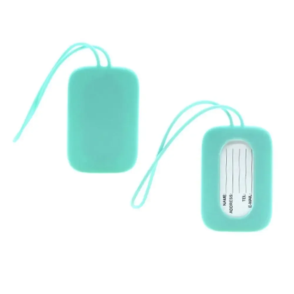 étiquette de bagage en silicone souple avec lanière, identification de valise, carte d'embarquement anti-perte, nom, téléphone, adresse, voyage