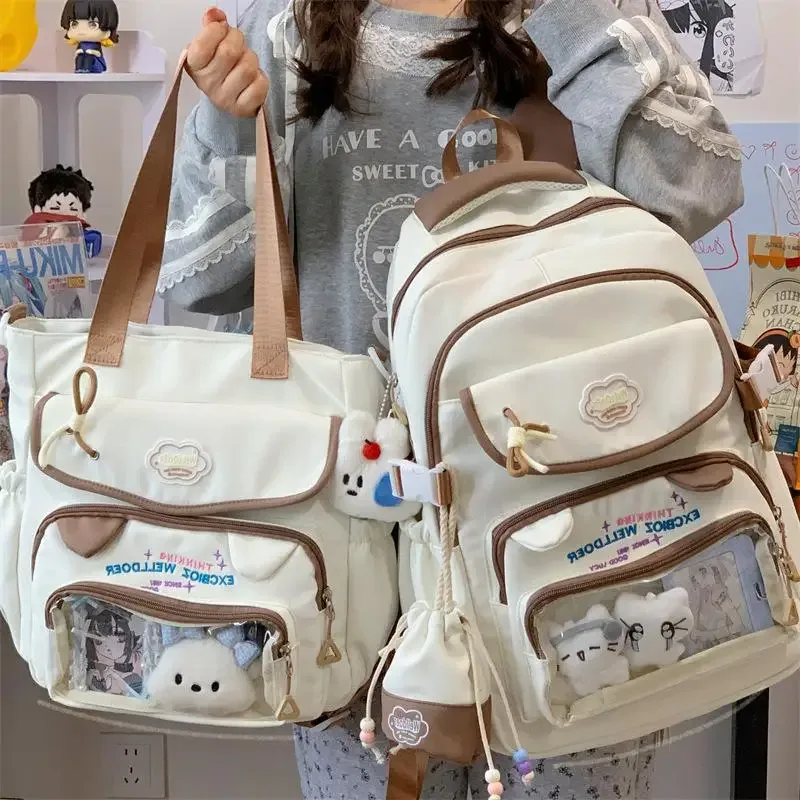 sac à dos pour filles au design contrasté, esthétique et de grande capacité, sac à dos scolaire pour filles, sac fourre-tout pour femmes, cadeau pour une fille.