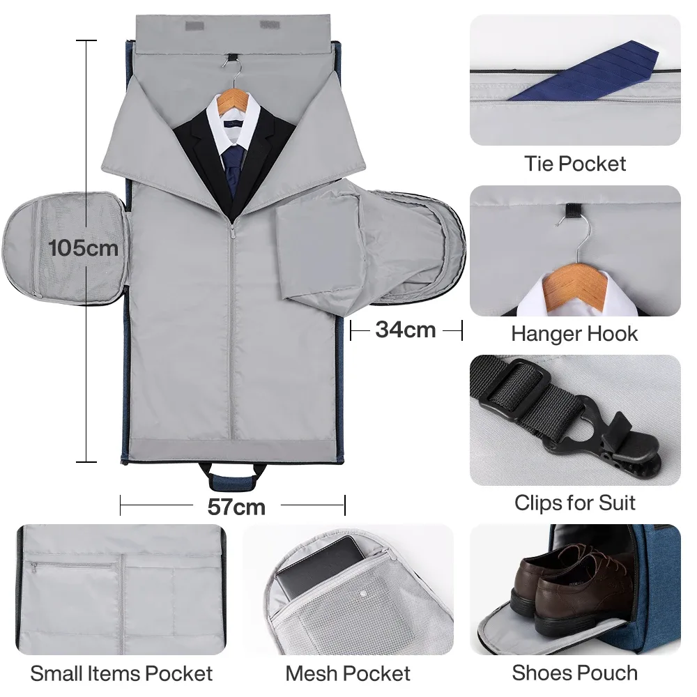 mixi sac à vêtements à main pour voyage 56l sac de sport convertible pour hommes femmes 2 en 1 bagage suspendu valise robe costume voyage