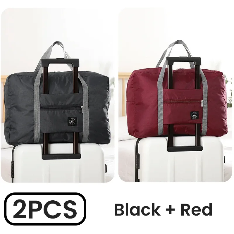 lot de 2 sacs de voyage pliables pour bagage cabine, sac de week-end, sac de nuit, sac de transport pour hôpital, sac de sport, bagage à main