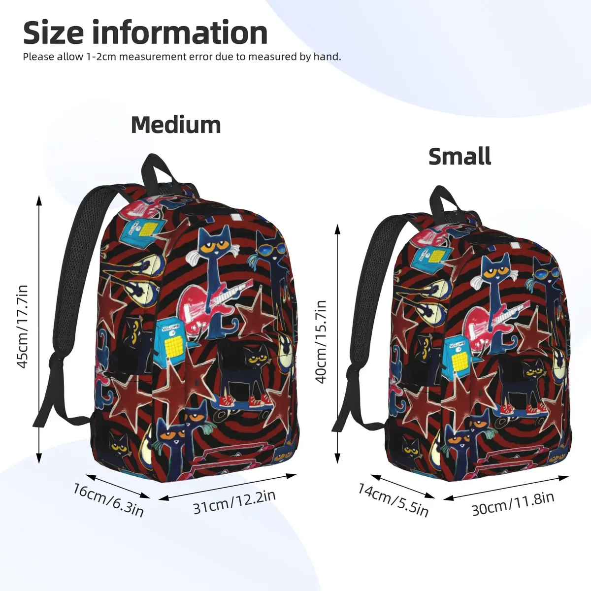 sac à dos pete le chat et ses chaussures blanches, sacs à dos d'entraînement unisexes en polyester, légers et élégants, sacs à dos pour lycée