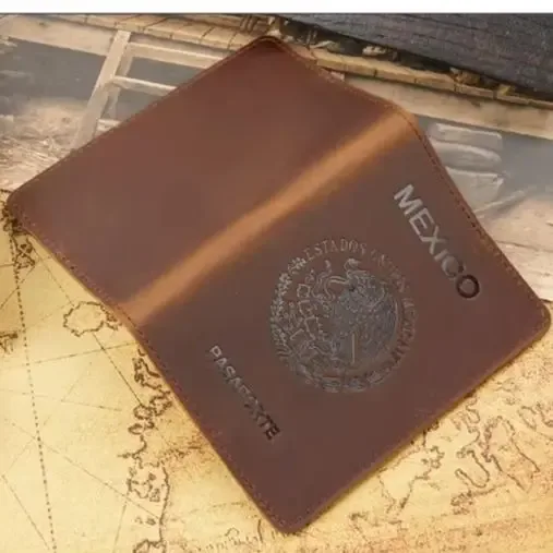 AIGUONIU haut de gamme mexique couverture de passeport en cuir véritable pour porte-carte de crédit mexicain Vintage hommes femmes étui de passeport voyage Wa