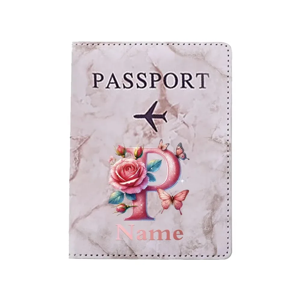 porte-passeport personnalisé avec lettres florales, nom personnalisé, pratique pour les voyages, les affaires, les mariages, cadeau