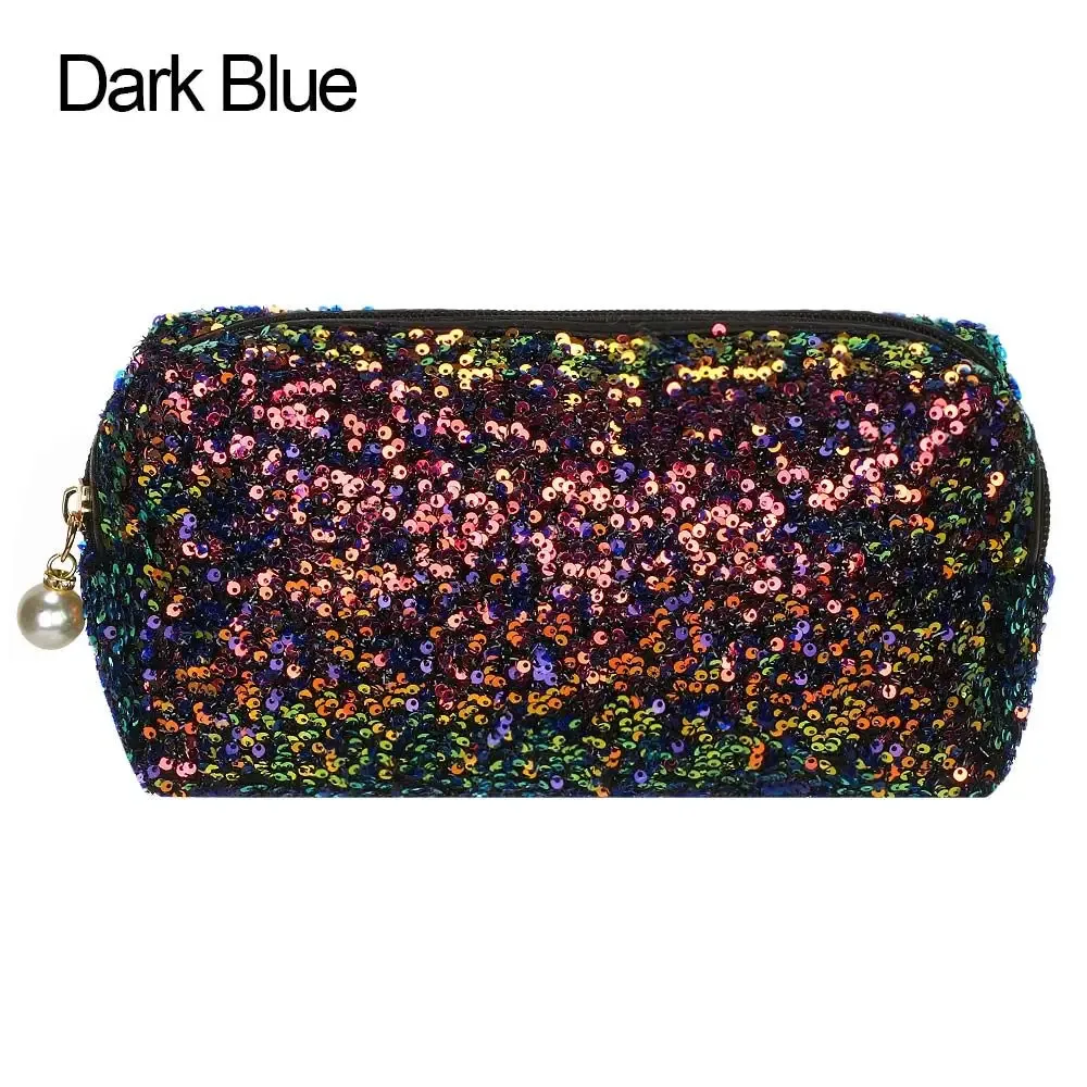 trousse cosmétique à paillettes brillantes pour femmes, trousse de maquillage, trousse de toilette de voyage, pochette de beauté, poudres cosmétiques, mode de fête