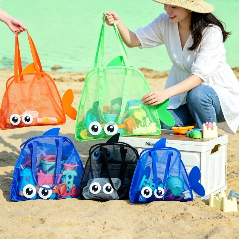 sac de rangement mignon de grande capacité, pochette portable pliable en maille pour organiser les jouets de plage, idéal pour les voyages et les activités sportives en plein air