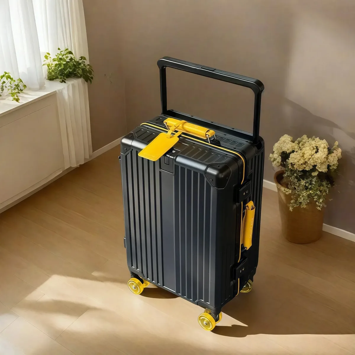 valise bagage roulant pc aluminium serrure tsa roues silencieuses poignées transport amovibles compartiments internes organisés usage voyage