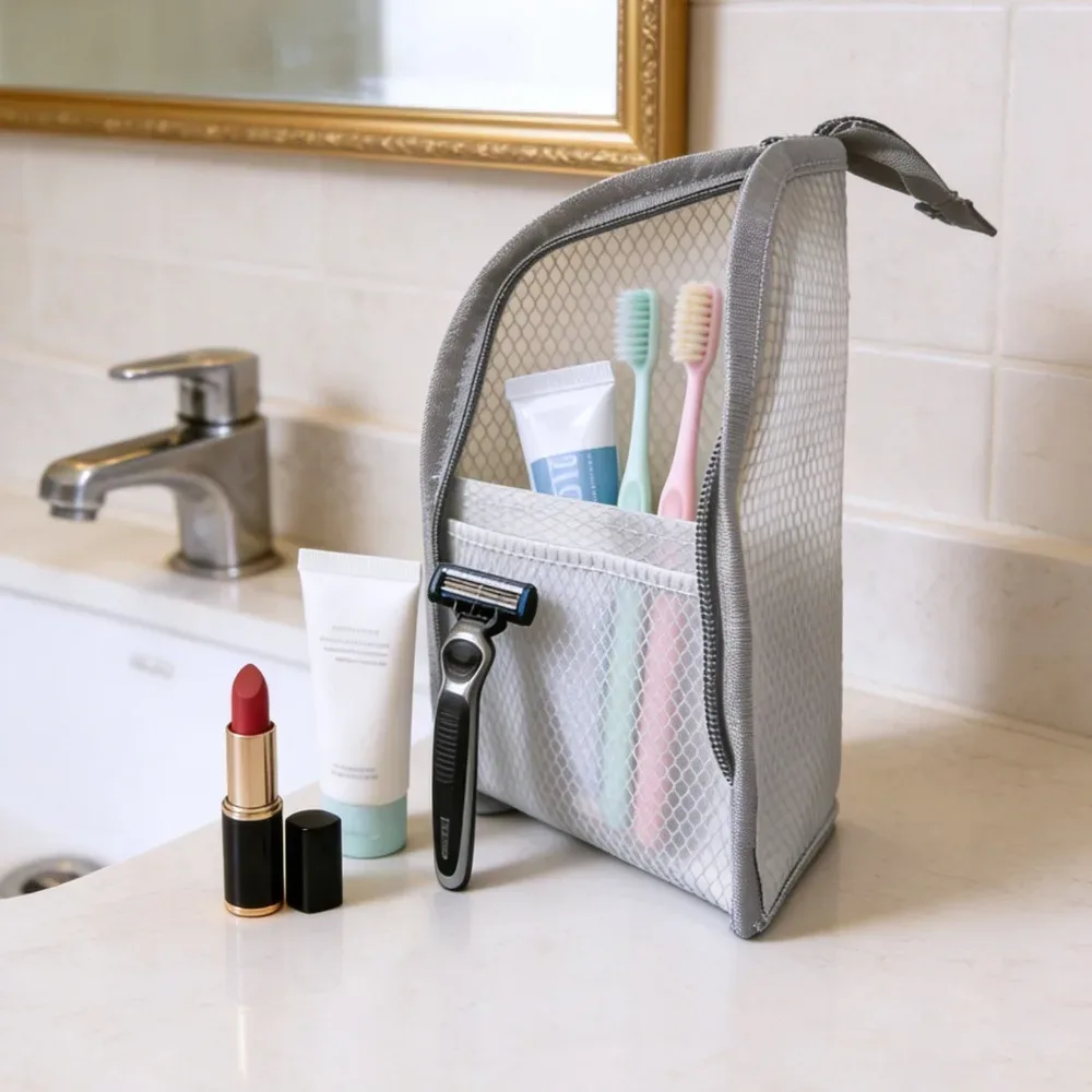 trousse de toilette de voyage en eva et maille, organisateur de brosses à dents à séchage rapide, idéale pour la salle de sport, le dortoir, le camping, les voyages d'affaires, pour hommes, femmes, étudiants et enfants