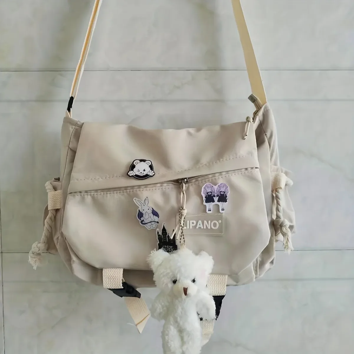 sac messager en nylon pour hommes, sac à bandoulière tendance pour hommes, sac d'école pour étudiants, sacs à bandoulière de couleur unie pour hommes