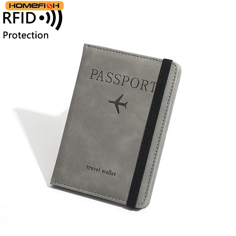 homefish porte-passeport rfid vintage pour hommes et femmes, étui portefeuille multifonction en cuir pu pour cartes d'identité et bancaires, accessoire de voyage