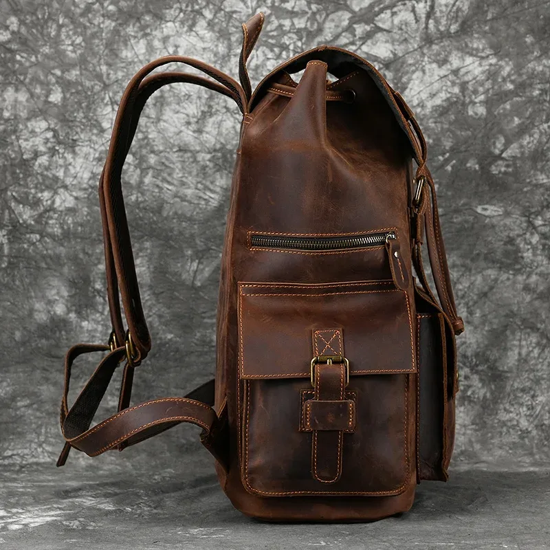 2025 nouveautés sac à dos en cuir pour hommes mâle en cuir véritable ordinateur portable voyage sac à dos 17 pouces sac à dos sac choisi hommes mâle grand