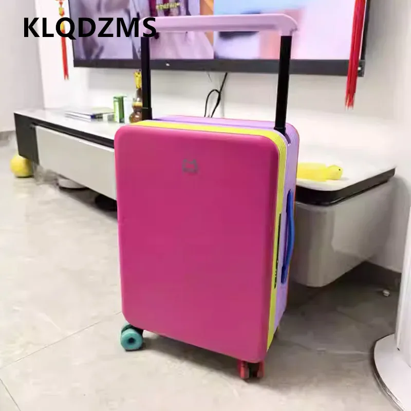 klqdzms – bagages de voyage 20 "24 pouces, boîte de cabine en abs + pc, valise à roulettes de grande capacité pour femmes, valise de cabine à roulettes universelles
