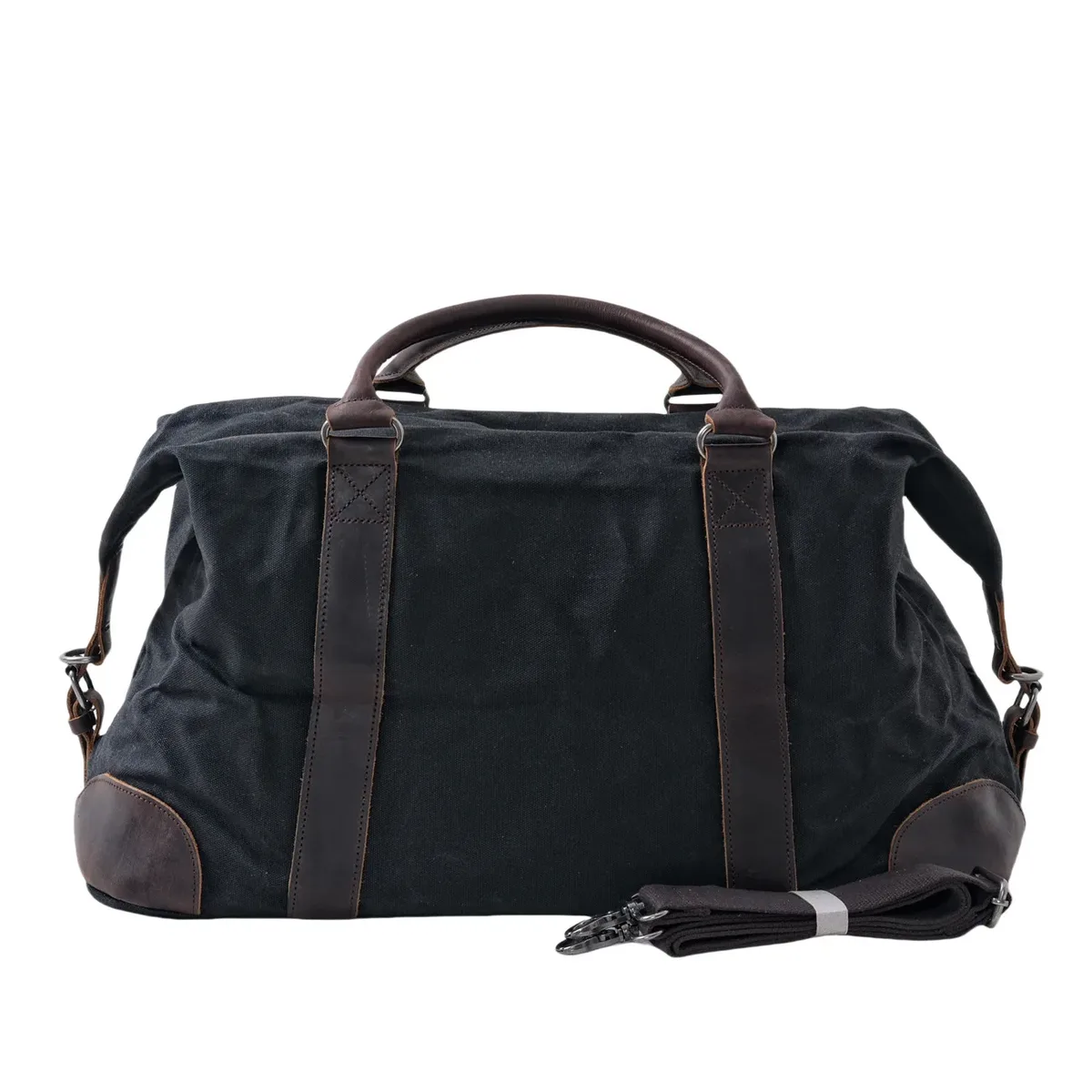 sac de voyage de style rétro européen et américain, fabriqué en toile imperméable cirée et en cuir de vache, grand sac de week-end pour hommes.