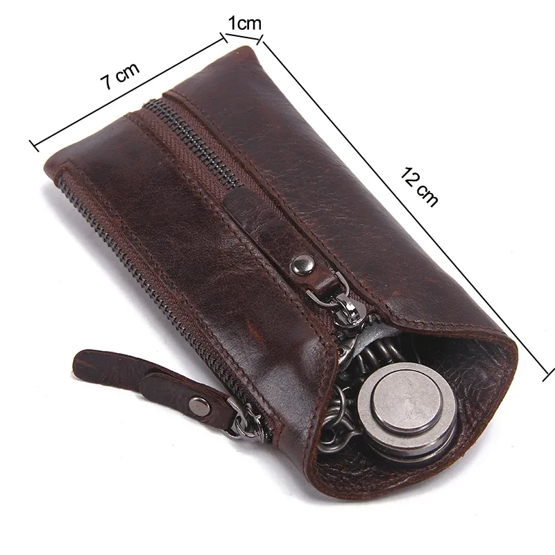 contact's vintage en cuir véritable porte-clés femmes porte-clés couvre fermeture éclair porte-clés sac hommes porte-clés femme de ménage clés organisateur