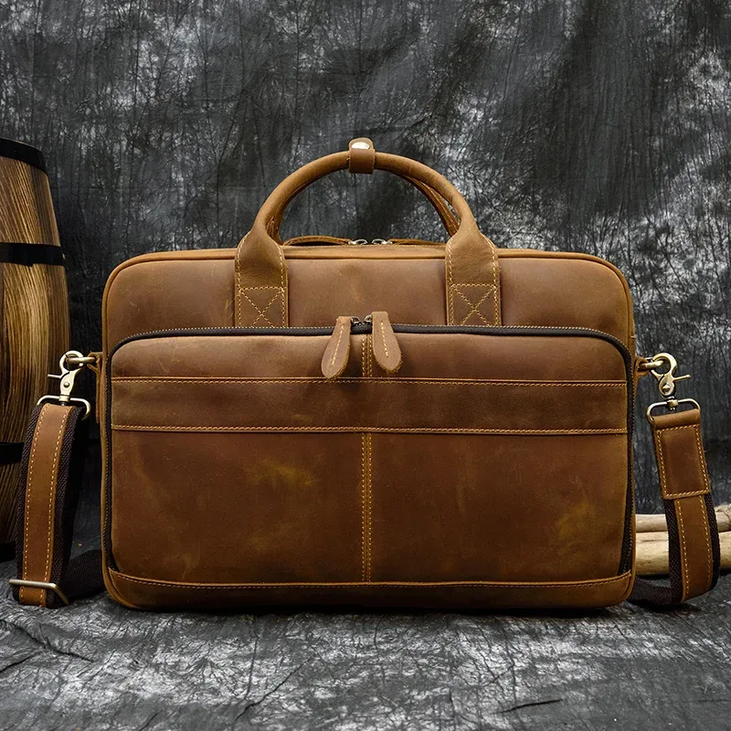 sac à bandoulière en cuir group souple pour homme, sacoche pour ordinateur portable d'affaires, 14 15.6 pouces