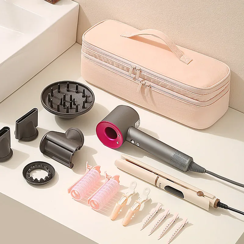 sac de rangement pour sèche-cheveux de grande capacité, étui de voyage anti-poussière, pochette de rangement multi-poches pour sèche-cheveux dyson