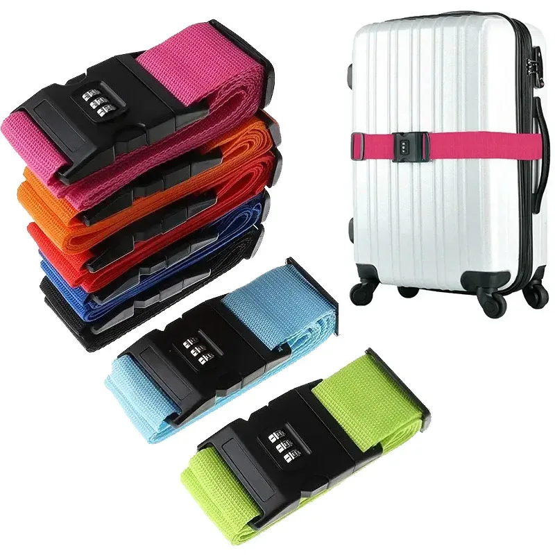 sangle de bagage réglable, ceinture d'emballage, accessoires essentiels de voyage, fournitures de valise, ceinture de partenaires, serrure de ciphage, sangle de valise, 1 pièce