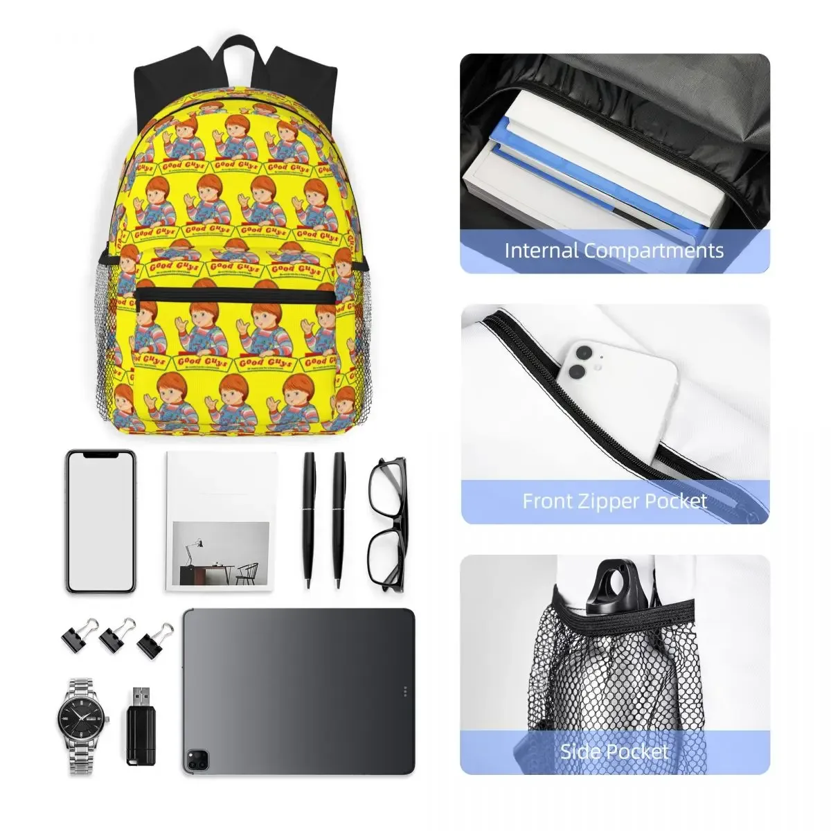 sac à dos d'école good guys child's play chucky pour garçons et filles, sac à dos de randonnée, sac à dos de voyage, sac à bandoulière