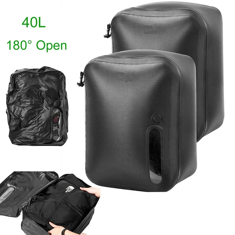 organisateur voyage nylon noir ouverture 180 degres sac compression imperméable pochette rangement grande capacite transport