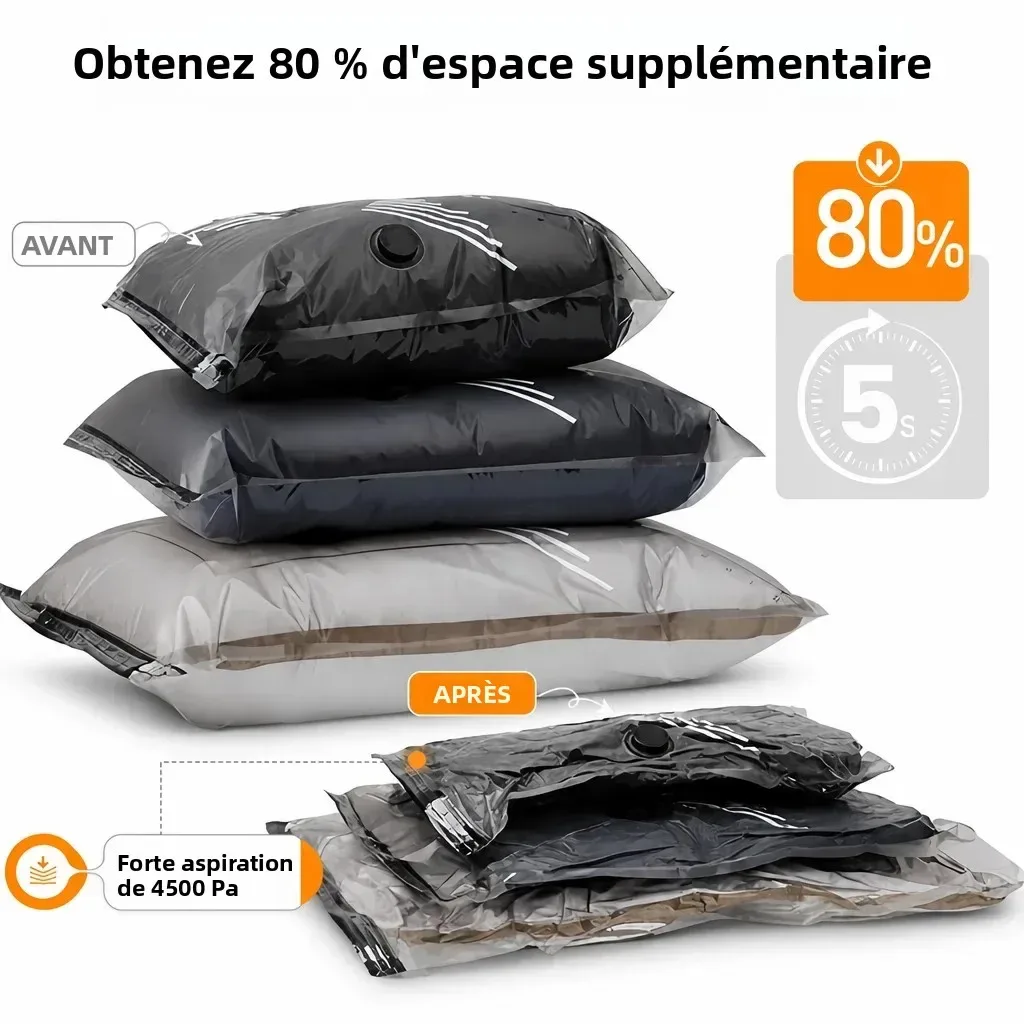 sacs vide compression valise voyage pompe electrique kit, 3 tailles bagages vetements armoire placard organisateur rangement grande capacite anti moisi portatif compact accessoires maison protection reutilisable