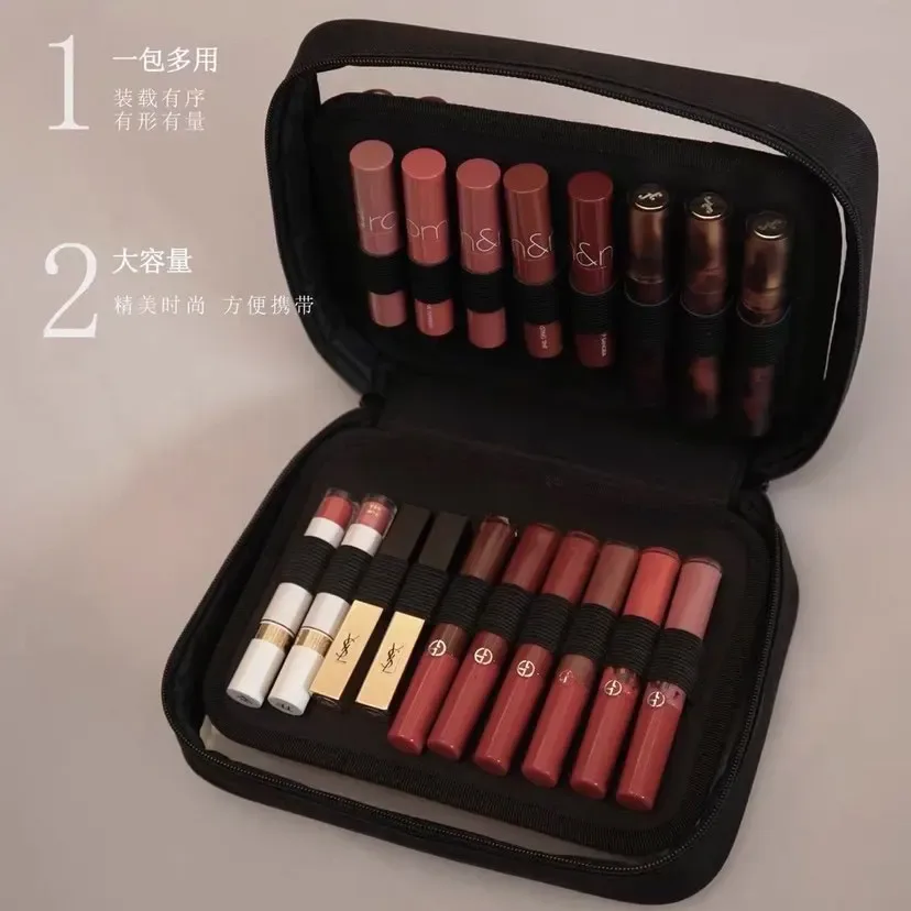 grande trousse de maquillage transparente, organiseur de rouge à lèvres et de gloss avec compartiments réglables, pour artistes professionnels