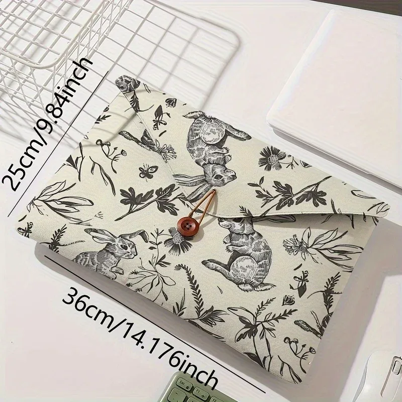 sac pour ordinateur portable à motif imprimé lapin avec housse en tissu souple pour ordinateur portable, adapté au rangement à couverture souple pour ordinateur portable et au sac de rangement pour tablette