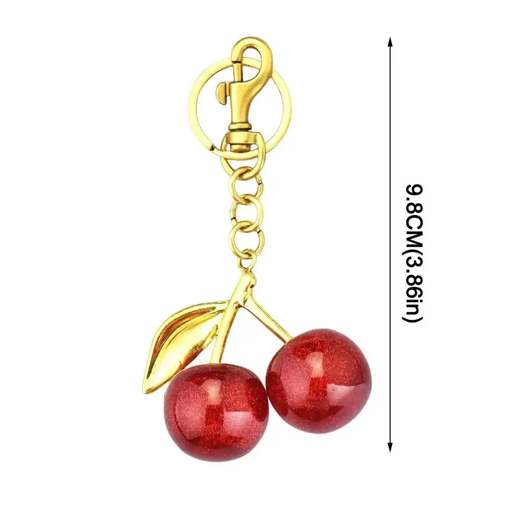 nouveau porte-clés cerise scintillant en résine, bijou diy, finition pailletée, pour clés de voiture, décoration de sac à dos