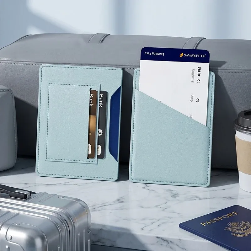 porte-passeport de voyage uni en cuir pu, étui à cartes, housse de protection unisexe, sac de rangement, cadeau