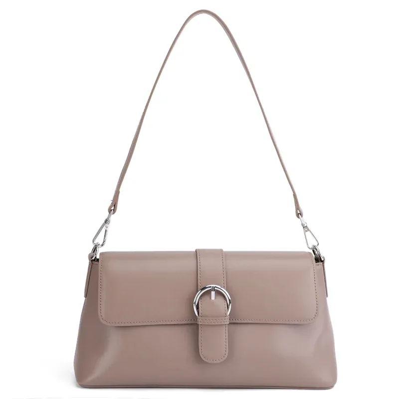 sac bandoulière léger en cuir véritable pour femme, couleur unie, petit sac à l'épaule de luxe, sac messager léger de créateur